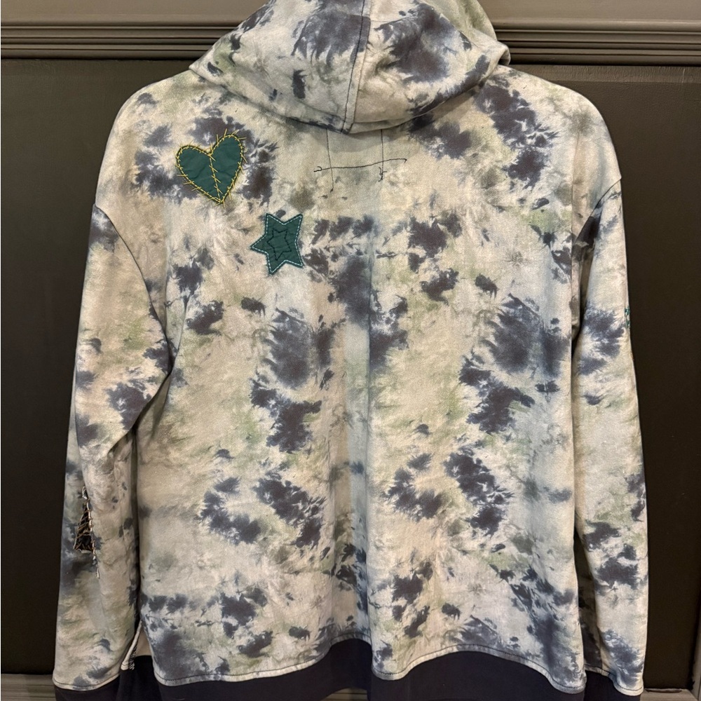 Double D Ranch Tie-Dye Hoodie with Embroidered Horse and Patches - Picture 7 of 11